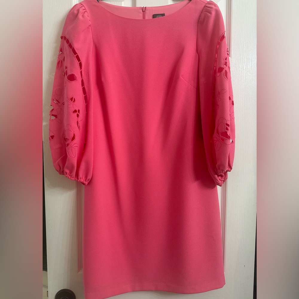 Vince Camuto Vibrant Pink Long Sleeve Dress with cut outs size 10 NWT